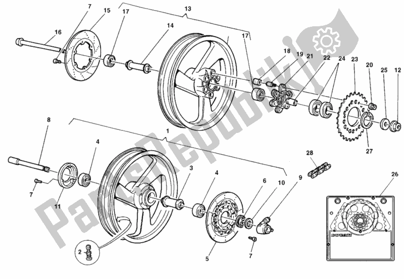 All parts for the Wheels of the Ducati Monster 600 Dark 1999